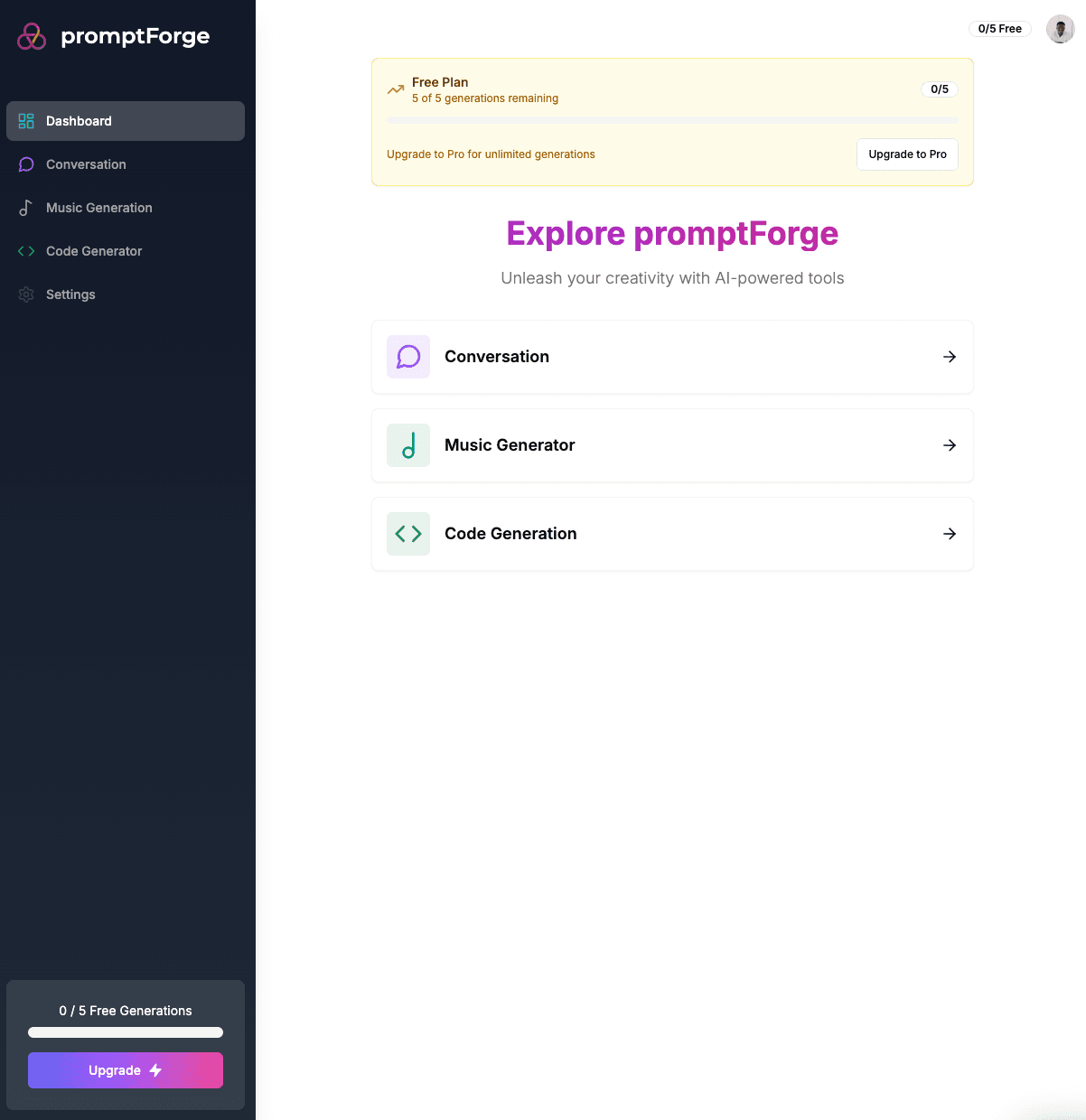 PromptForge AI Platform